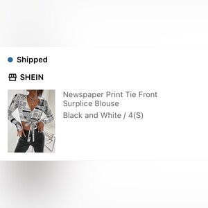 SHEIN front tie newspaper top